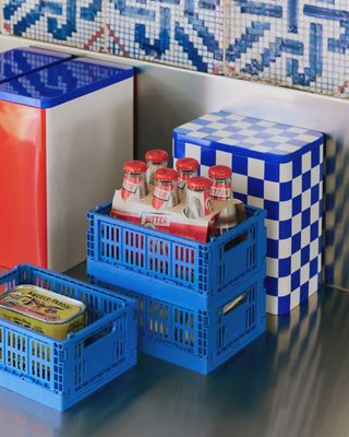 HAY Colour Crate Mini opbergkrat set van 2 Electric Blue