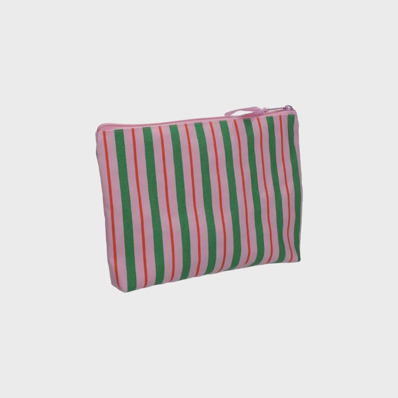 Pouch Balanced stripes fuchsia green orange