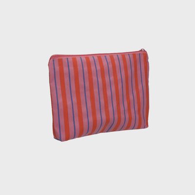 Pouch Balanced stripes rose orange cornflower
