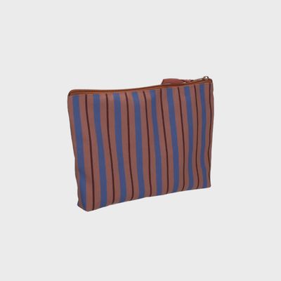 Pouch Balanced stripes liver cornflower rose