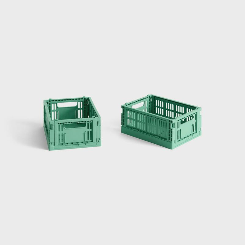 HAY Colour Crate Mini opbergkrat set van 2 dark mint