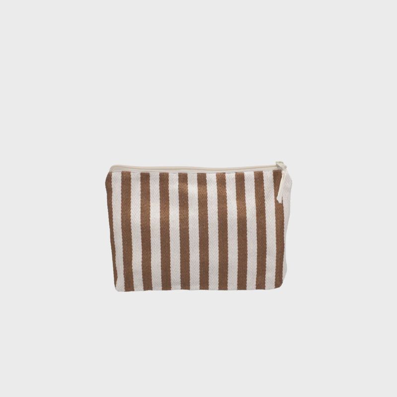 Pouch Natural Stripe dark brown