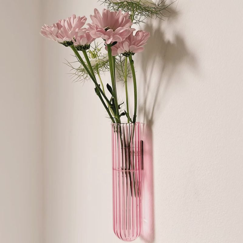 MUURBLOEMPJES magneetvaasjes XL roze per/stuk