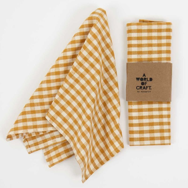 A WORLD OF CRAFT Servetten 2-pack gebroken wit/mosterd