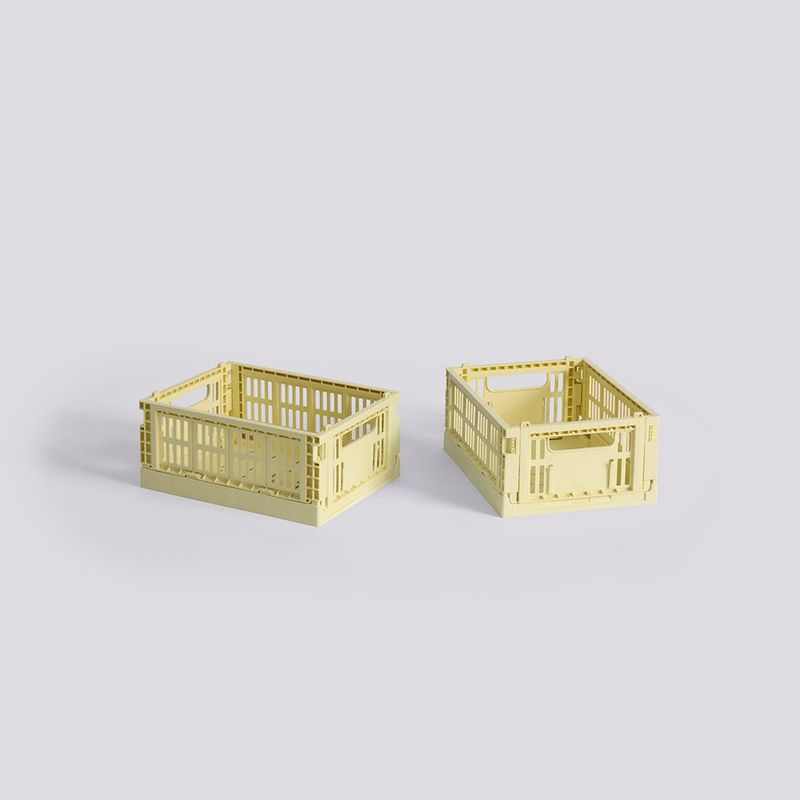 HAY Colour Crate Mini opbergkrat light yellow set van 2