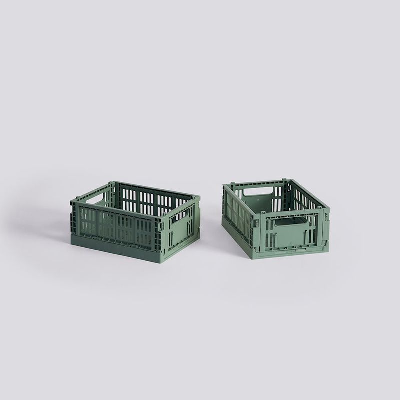 HAY Colour Crate Mini opbergkrat sage green set van 2