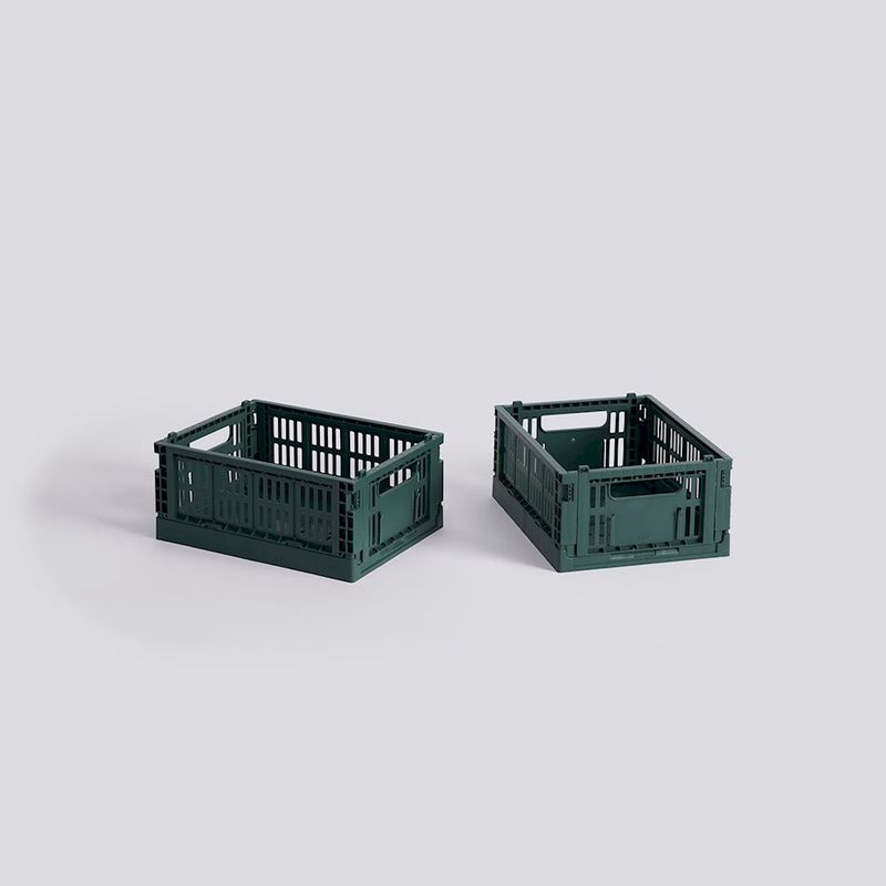 HAY Colour Crate Mini opbergkrat dark green set van 2
