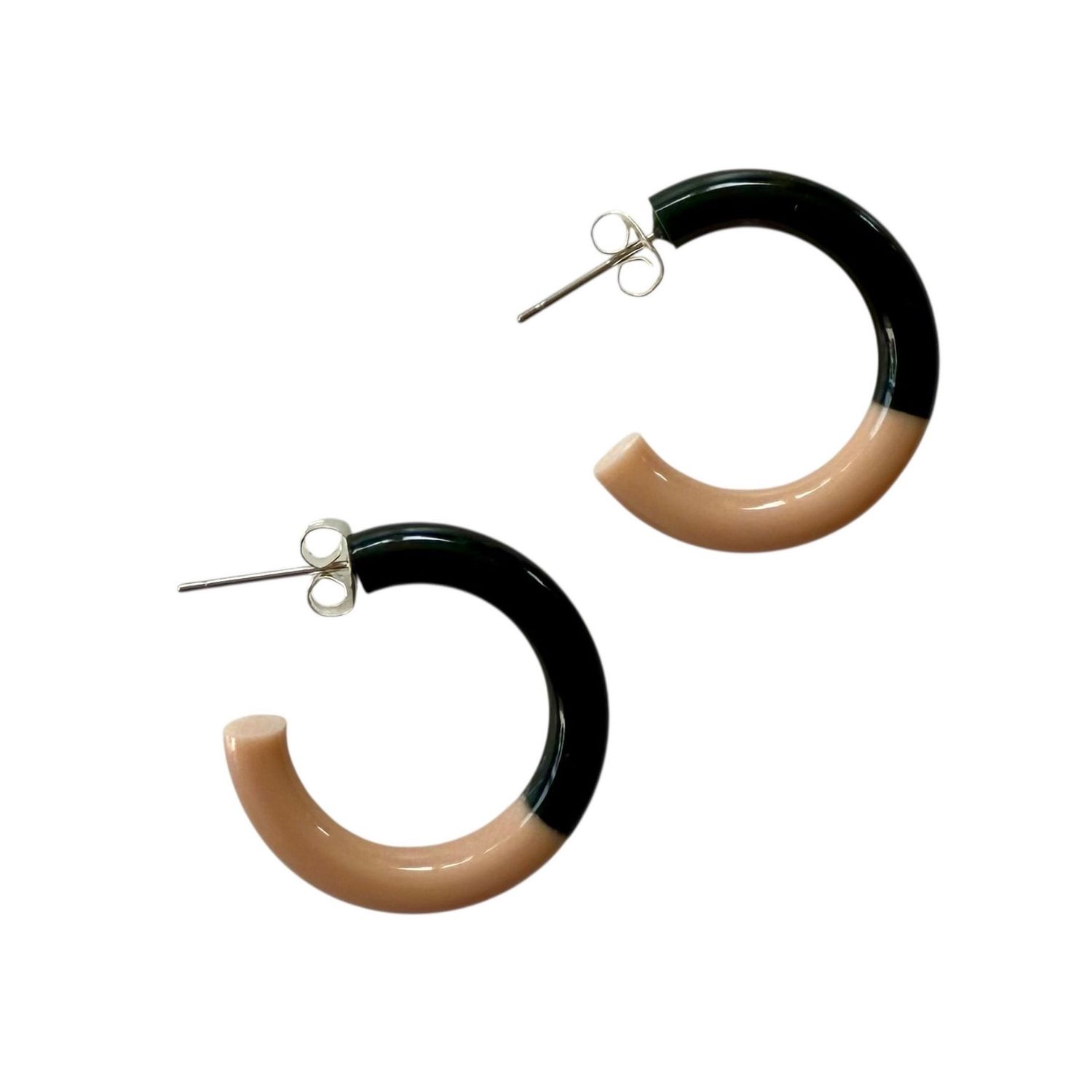 BYBJOR Duo Color Hoop oorbellen blush &amp; emerald