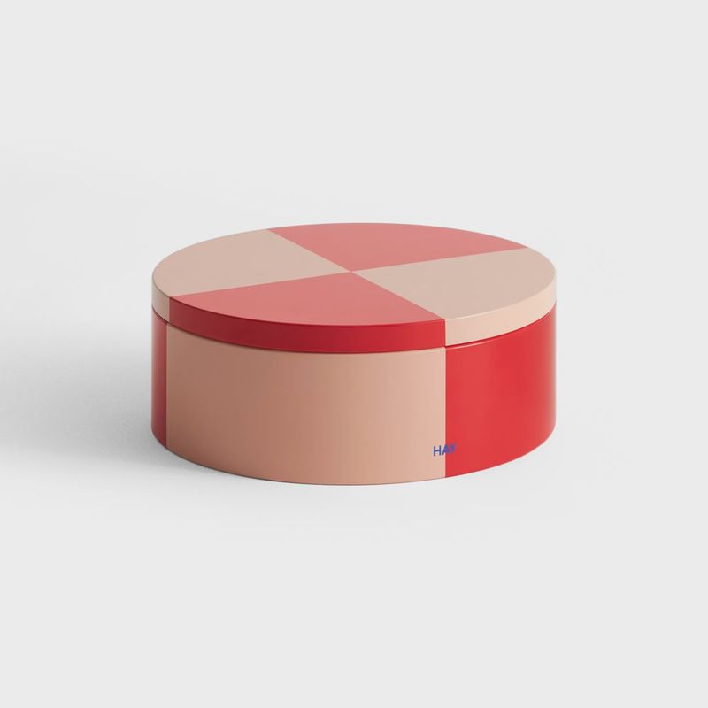 HAY Tin Container round red and soft pink