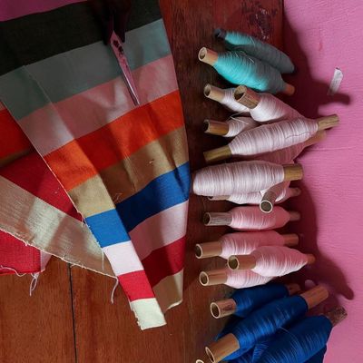 A WORLD OF CRAFT Emanuela kussenhoes oranje/roze 50x50cm