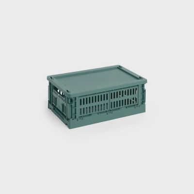 HAY Colour Crate Small deksel dark green