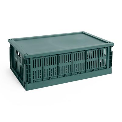HAY Colour Crate Large deksel dark green