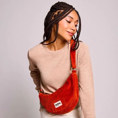 HINDBAG Andrea schoudertas corduroy roest