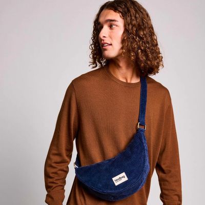 HINDBAG Andrea schoudertas corduroy marine blauw