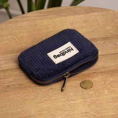 HINDBAG Lili portemonnee corduroy marine blauw