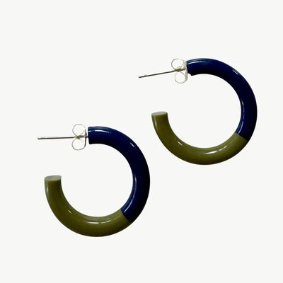 BYBJOR Duo Color Hoop oorbellen cobalt &amp; olive