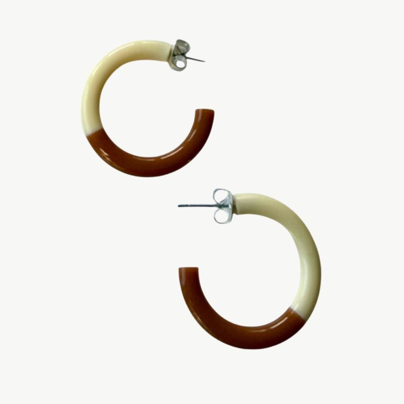 BYBJOR Duo Color Hoop oorbellen cinnamon &amp; butter yellow
