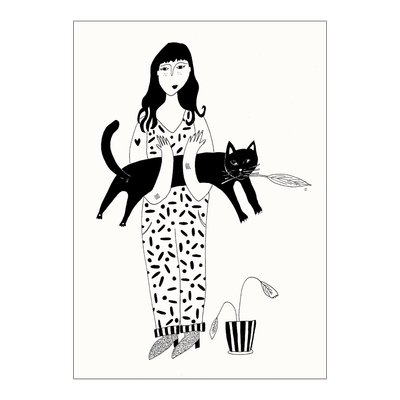 HELEN B postcard Black Cat