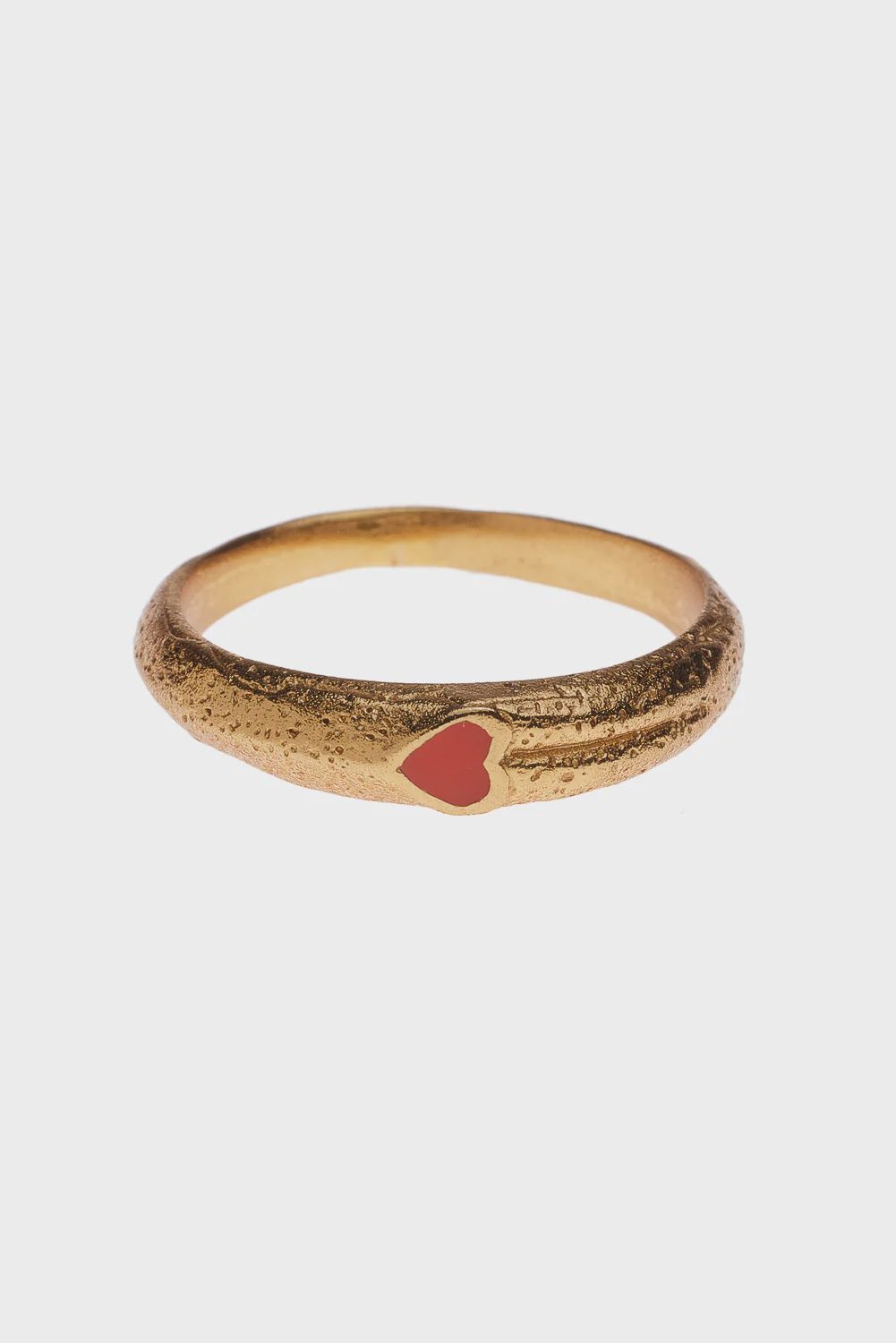 XZOTA Red Resin Heart ring brass, Maat: 50