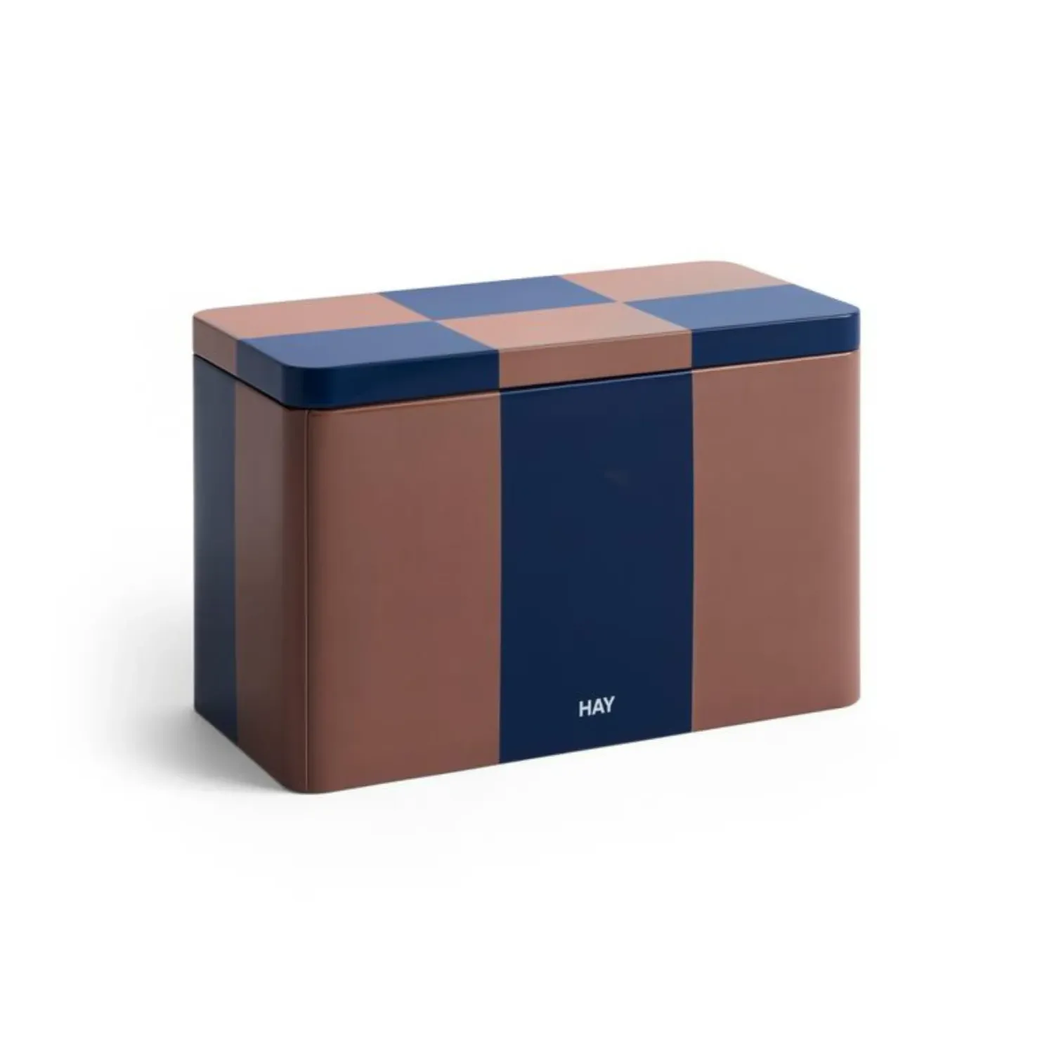 HAY Tin Container medium brown &amp; midnight blue