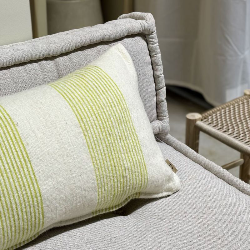 HH Kussen wol wasabi stripes