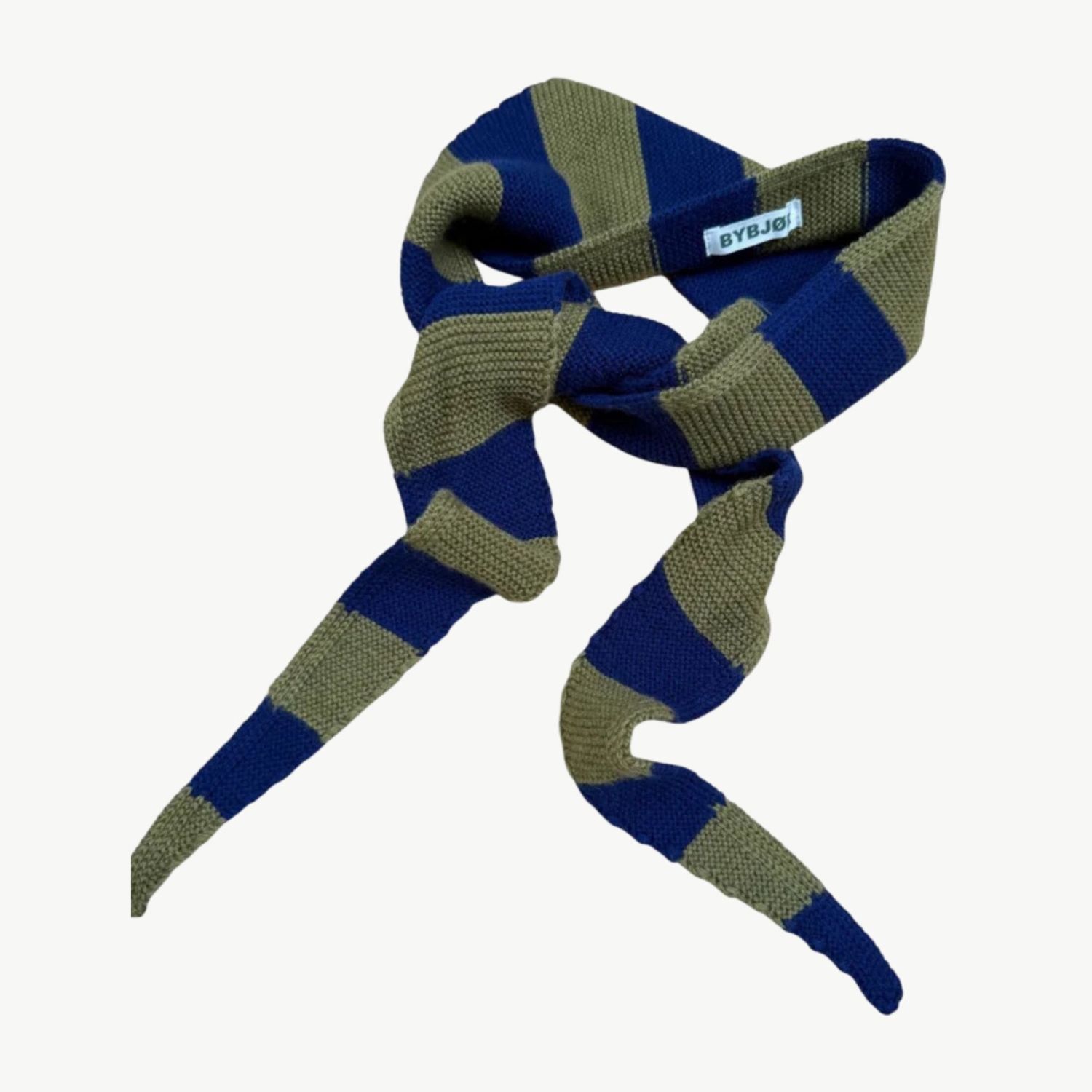 BYBJOR Mini Scarf Wool chunky stripe navy/olive