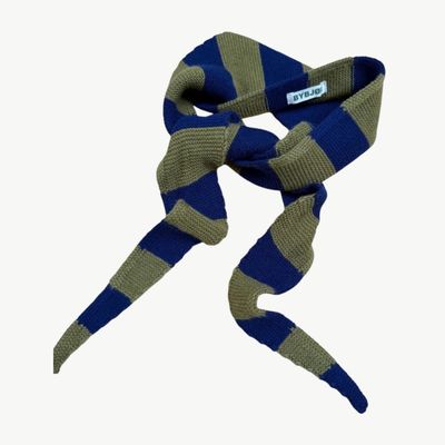 BYBJOR Mini Scarf Wool chunky stripe navy/olive