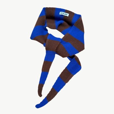 BYBJOR Mini Scarf Wool chunky stripe cobalt/ coffee