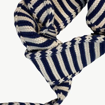 BYBJOR Mini Scarf Wool stripe Cobalt-Cream