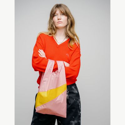 SUSAN BIJL The New Shopping Bag Pink Panther &amp; Sunflower medium