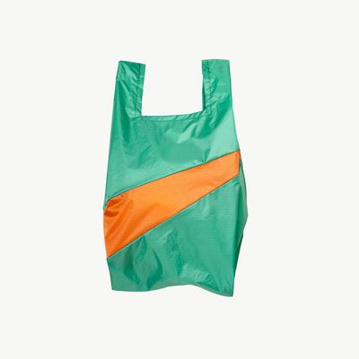 SUSAN BIJL The New Shopping Bag Holly Green &amp; Orange medium