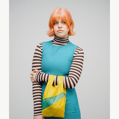 SUSAN BIJL The New Shopping Bag Sunflower &amp; Holly Green small
