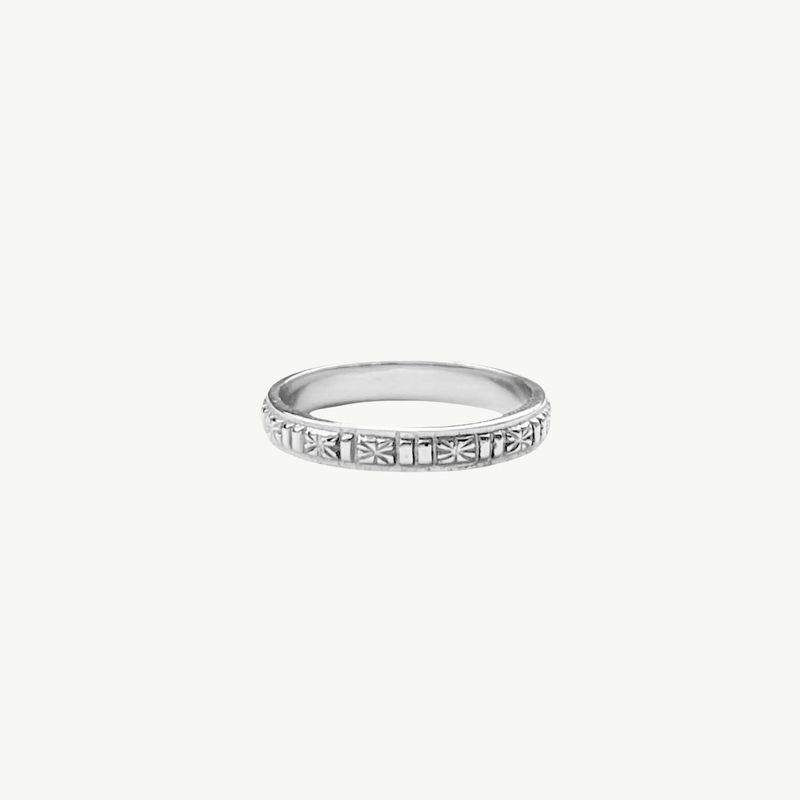 XZOTA Vintage Pattern ring zilver plated