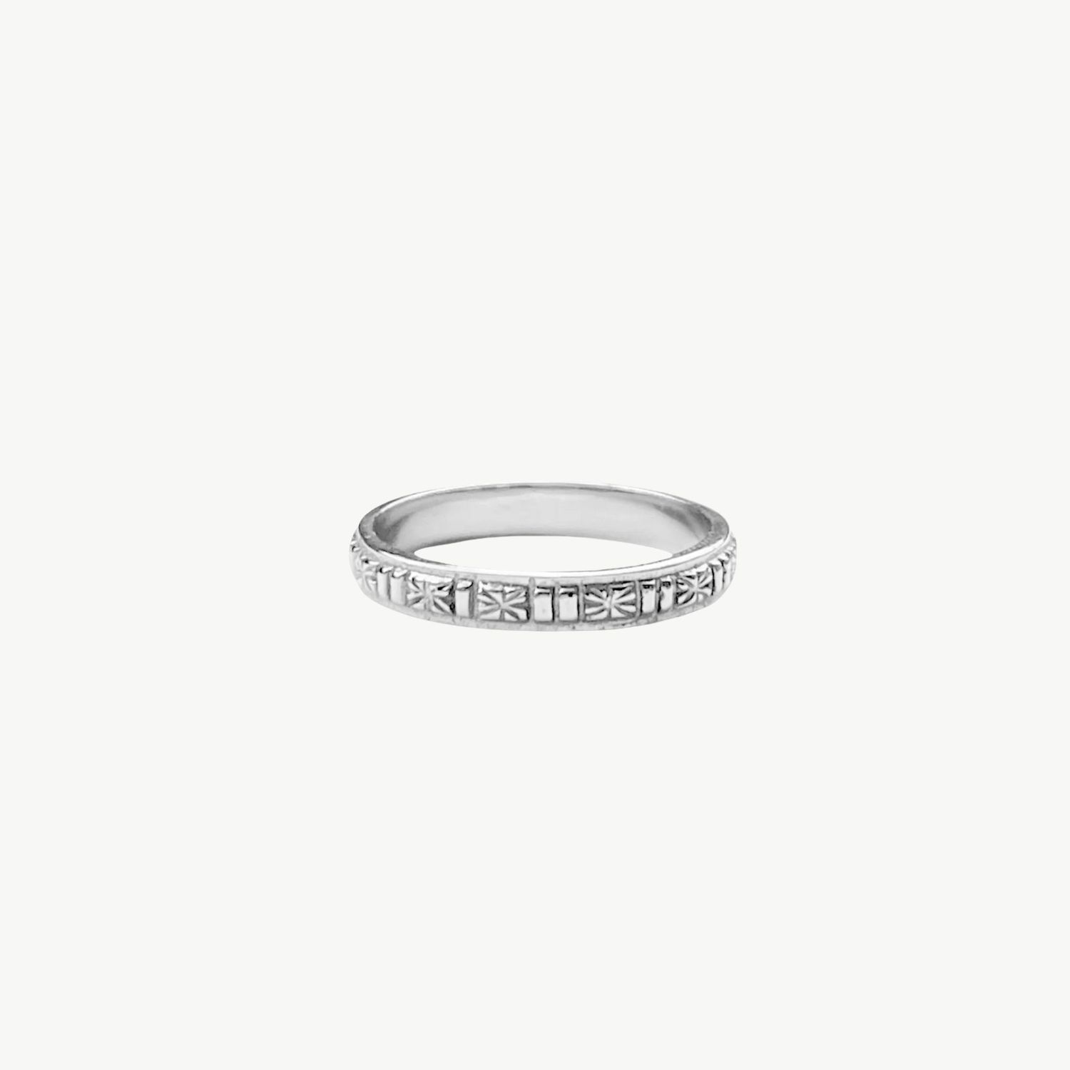 XZOTA Vintage Pattern ring zilver plated