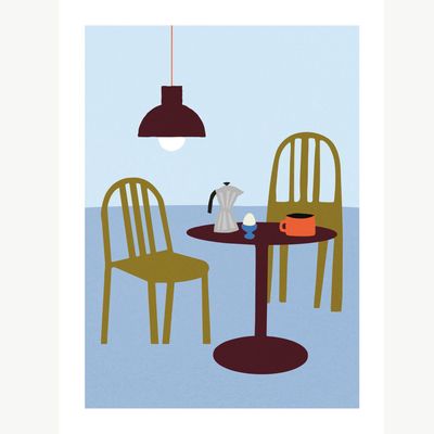 FISK Ontbijt blauw poster 30x40cm