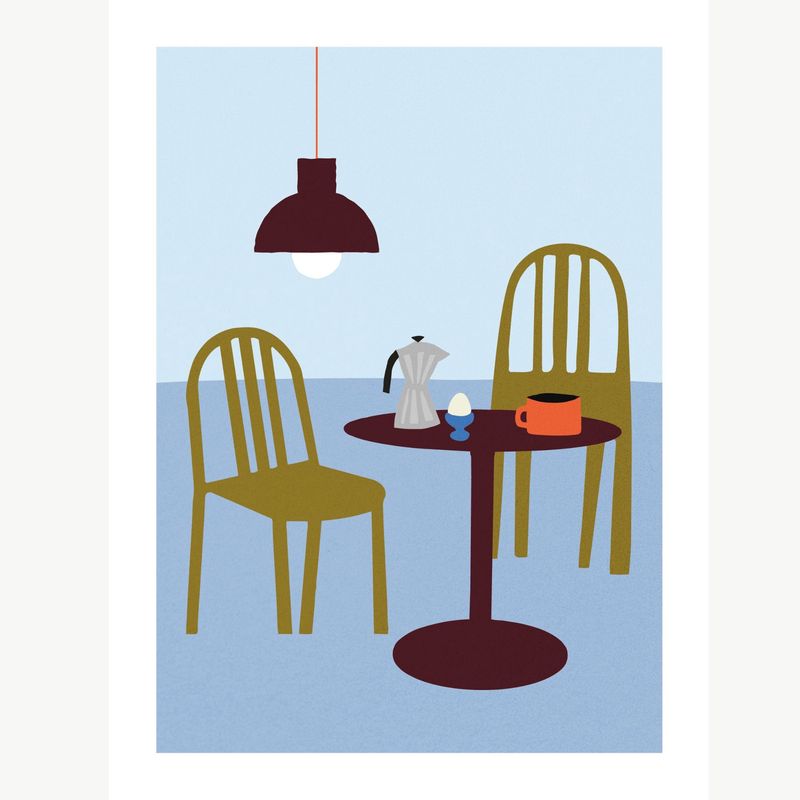 FISK Ontbijt blauw poster 30x40cm