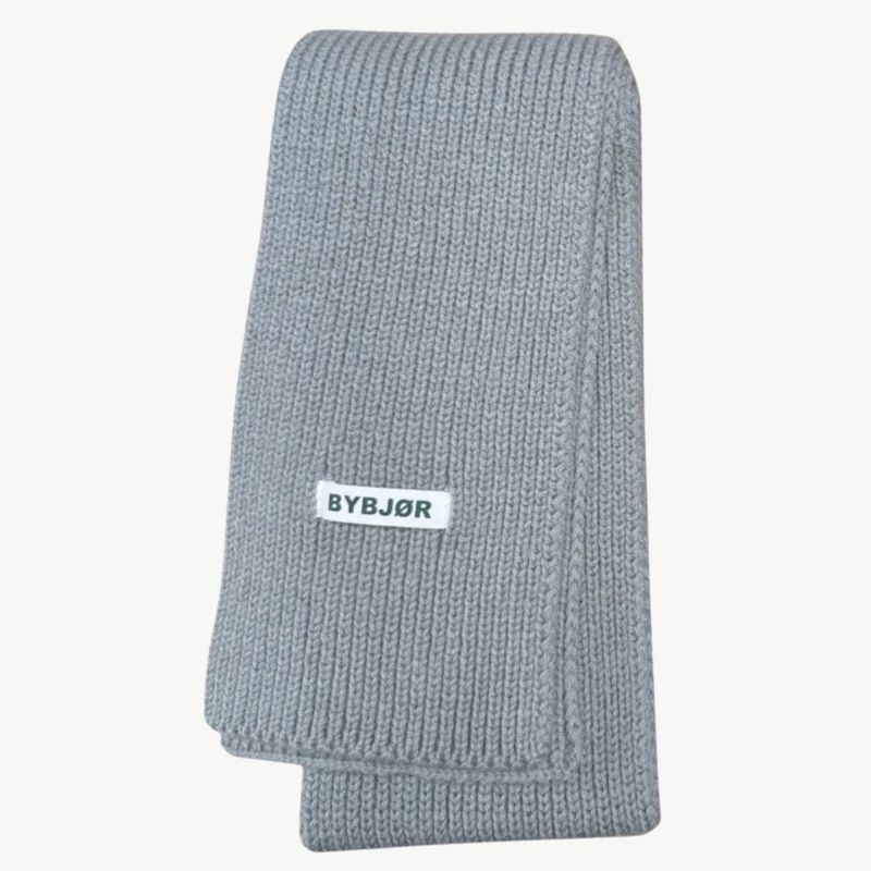 Bybjor Chunky Merino Wool Ribbon Scarf grey/blue