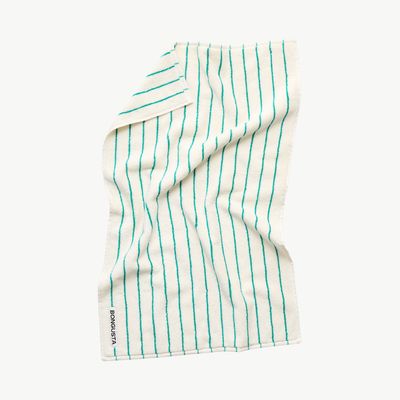 BONGUSTA Naram Handdoek pure white &amp; grass 50 x 80cm