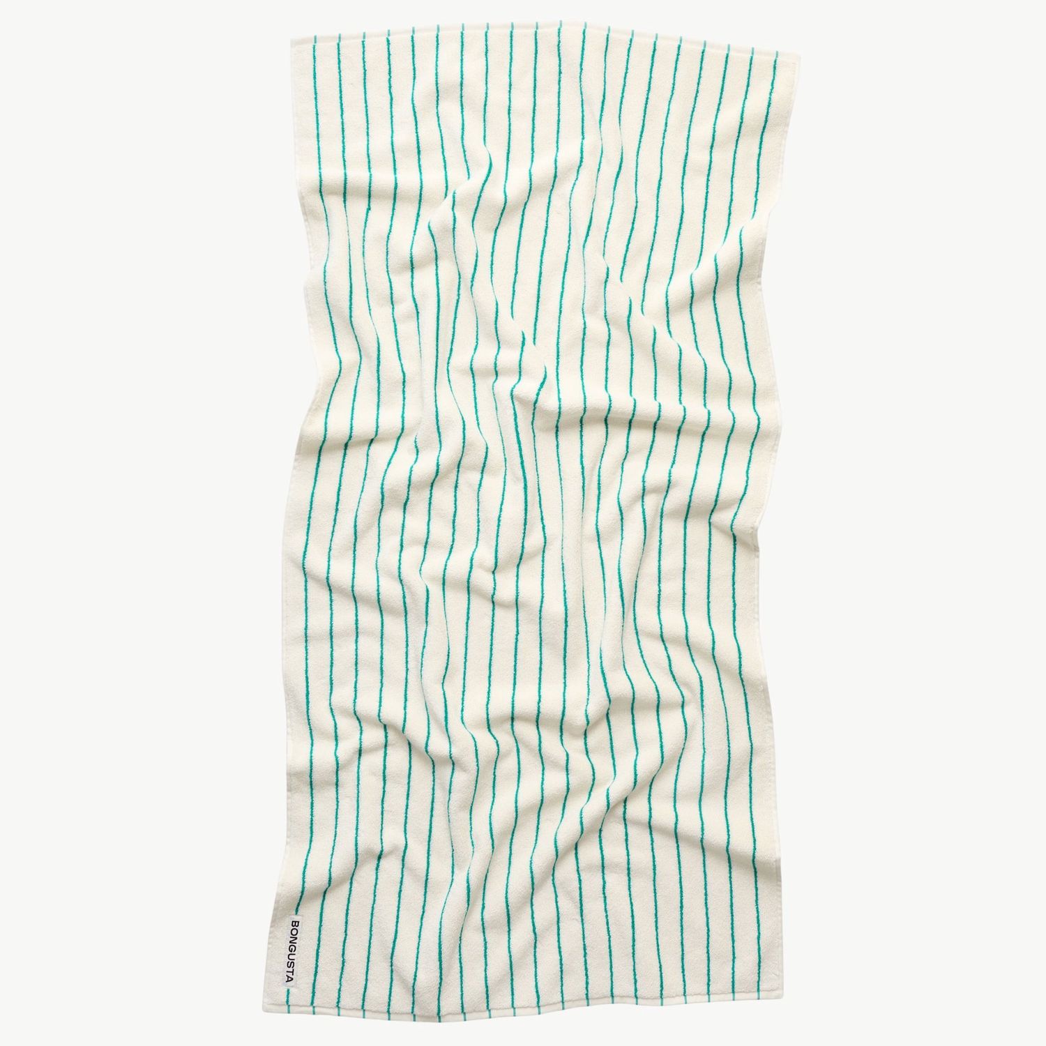BONGUSTA Naram handdoek pure white &amp; grass 70 x 140cm