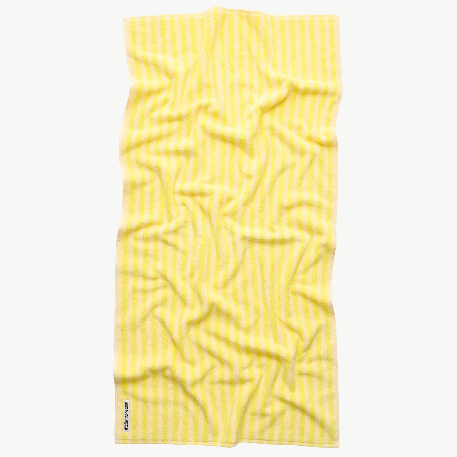 BONGUSTA Naram handdoek pristine &amp; neon yellow 70 x 140cm