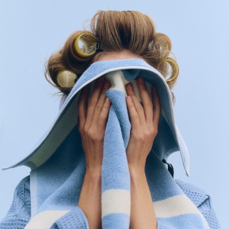 HAY Stripe gastendoek dusty blue 40x60cm
