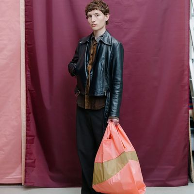 SUSAN BIJL The New Shoppingbag Coral &amp; Moss large