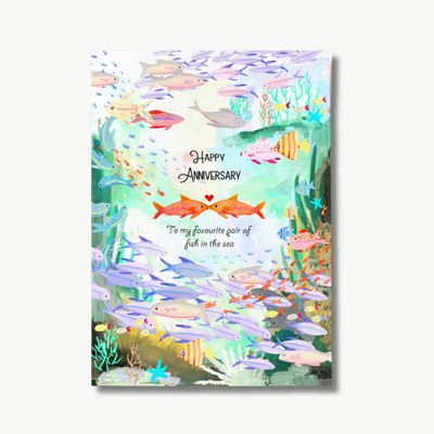 Postcard Happy Fish Anniversary