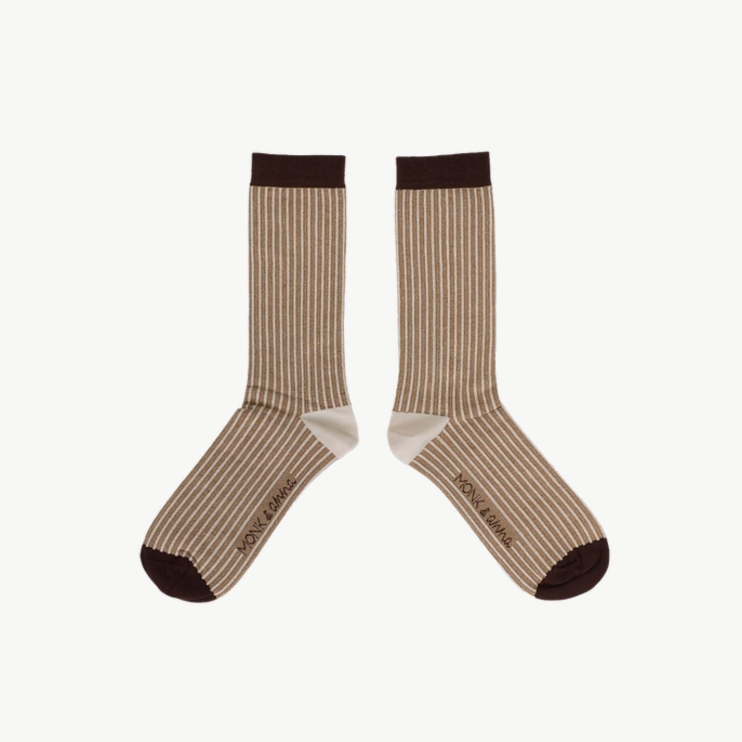 MONK &amp; ANNA Sokken Gold Glitter Lines Wheat