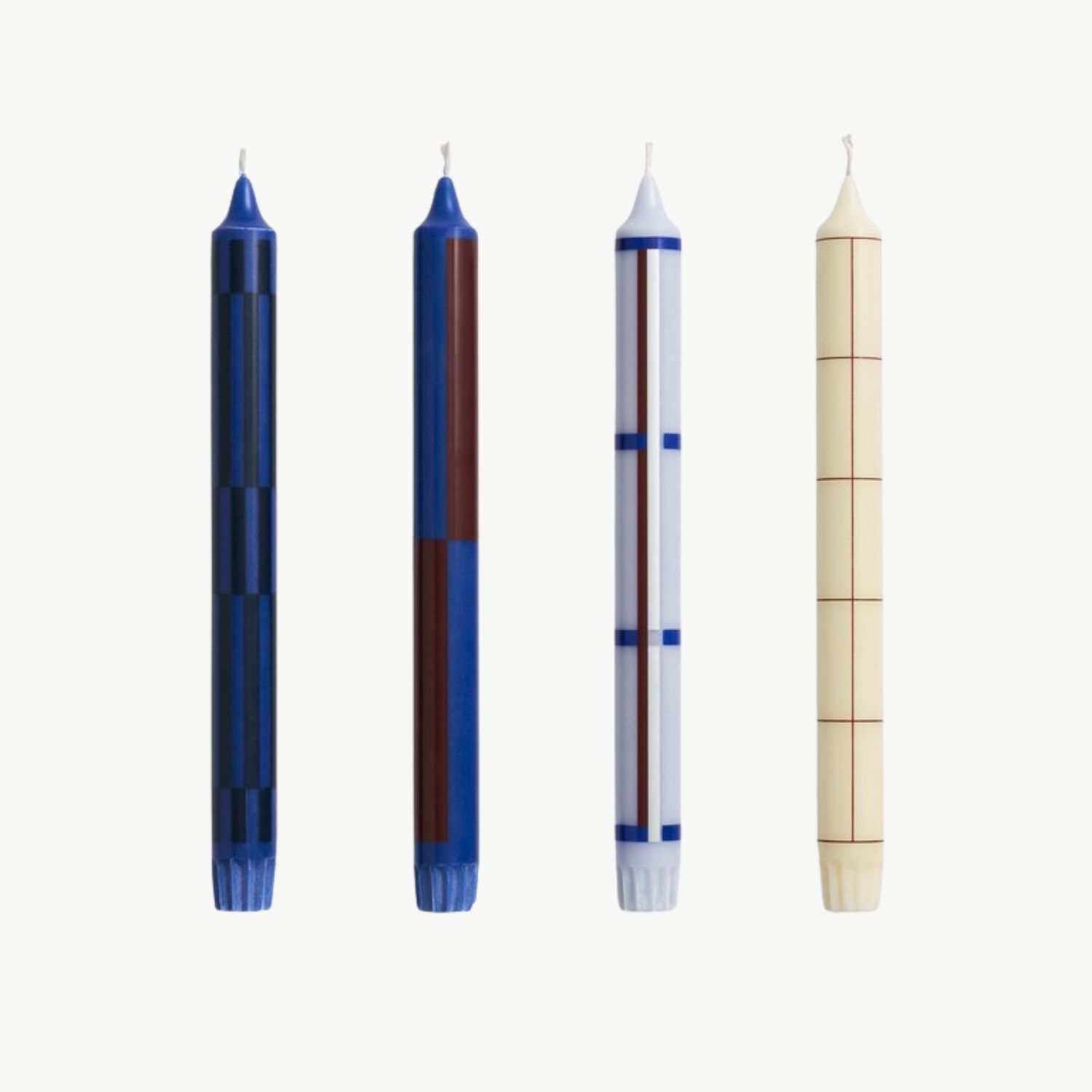 HAY Pattern kaars blue &amp; silver set van 4