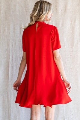Ribbon Tie Trumpet Dress - Red -