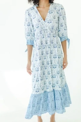 Kaya Maxi Dress - White/Blue -