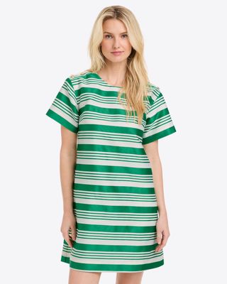 Draper James Emmaline Button Shoulder Striped Dress - Green -