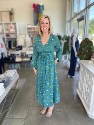 LIVRO Adler Front Tie Dress - Blue/Green -