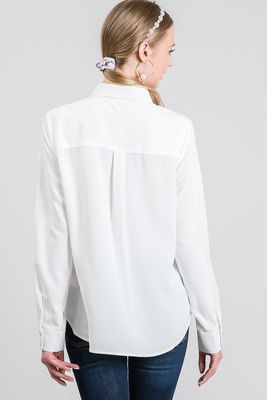 Crepe L/S Button Up Shirt - Ivory-